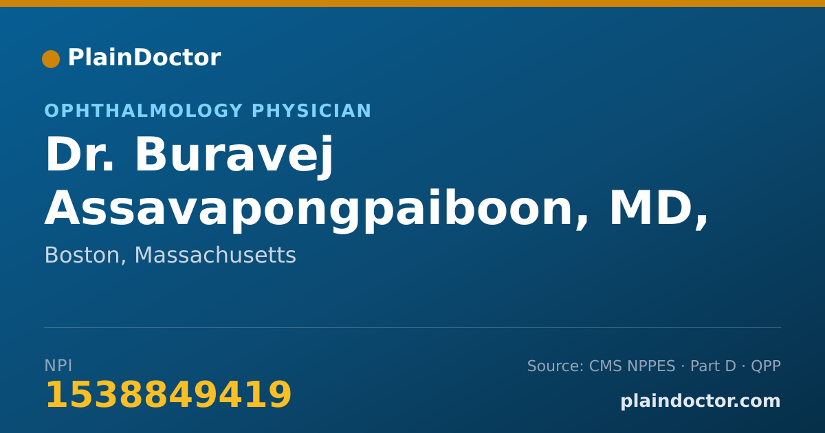 Shareable card for Buravej Assavapongpaiboon, MD, FICO - Ophthalmology Physician, Boston, MA