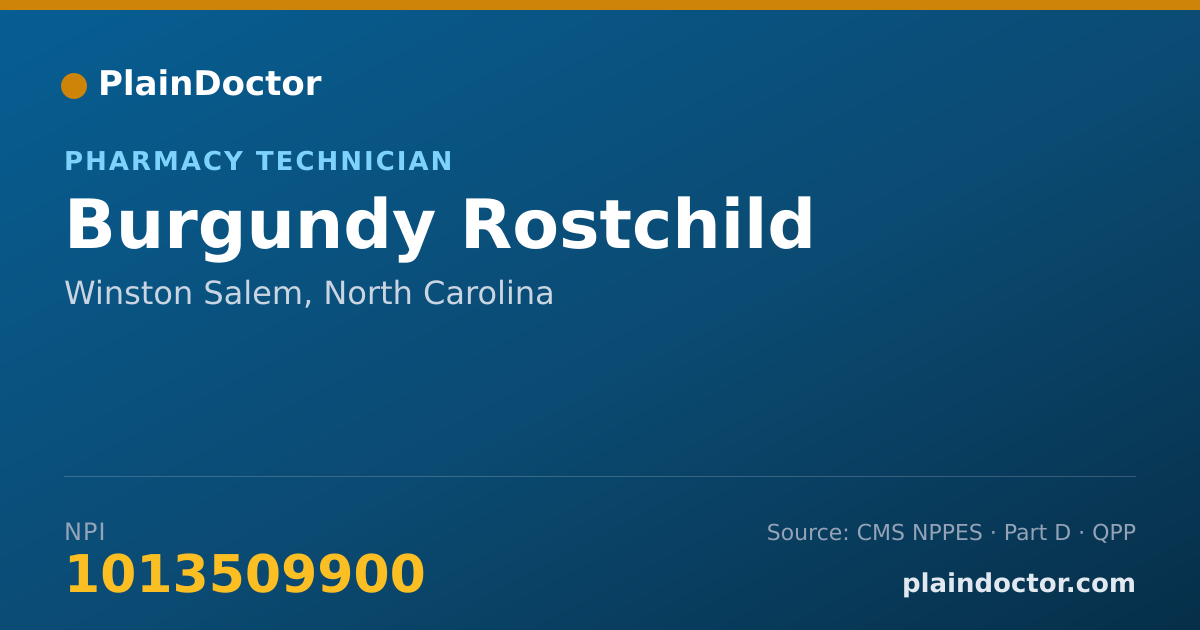 Shareable card for Burgundy Rostchild - Pharmacy Technician, Winston Salem, NC