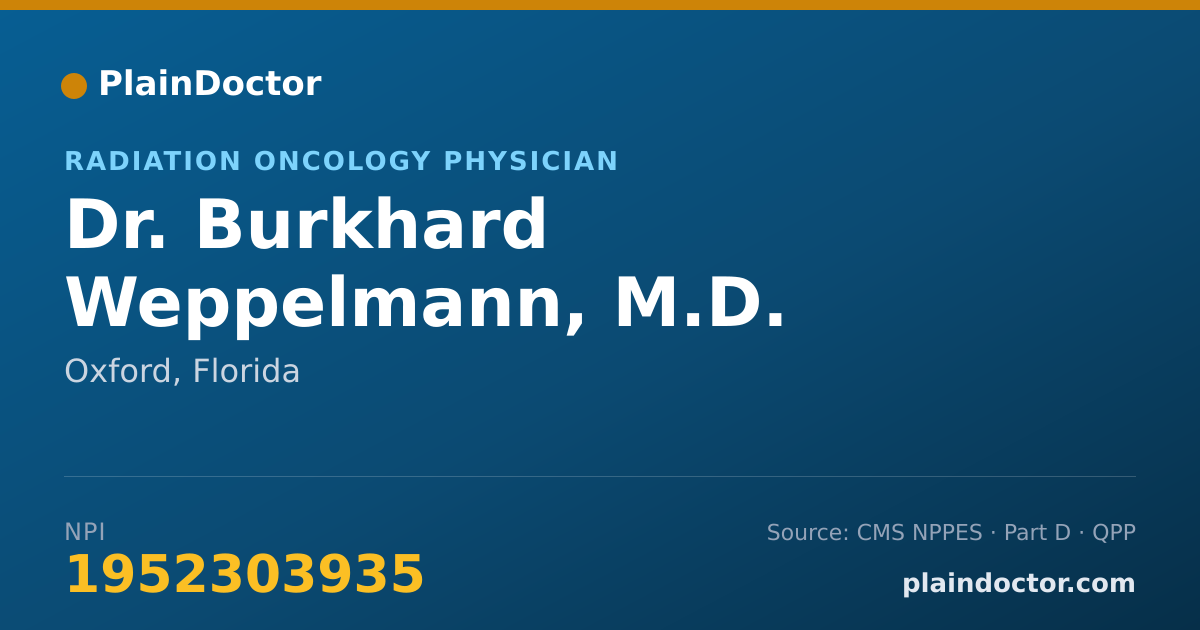 Shareable card for Burkhard Weppelmann, M.D. - Radiation Oncology Physician, Oxford, FL