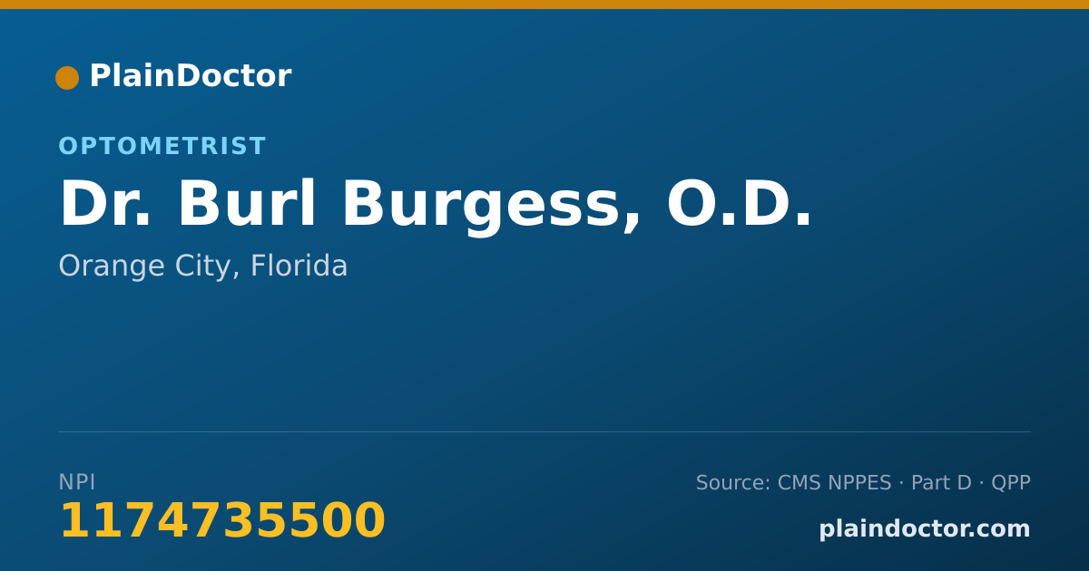 Shareable card for Burl Burgess, O.D. - Optometrist, Orange City, FL