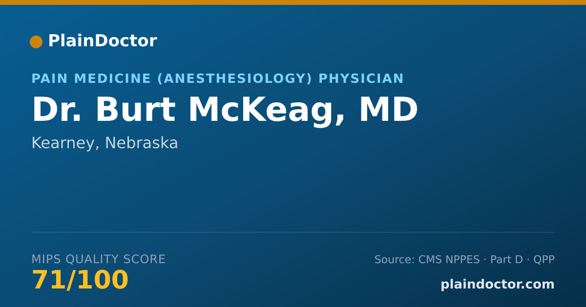 Shareable card for Burt McKeag, MD - Pain Medicine (Anesthesiology) Physician, Kearney, NE