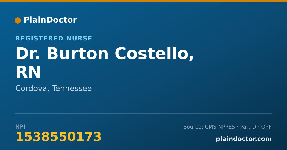 Shareable card for Burton Costello, RN - Registered Nurse, Cordova, TN