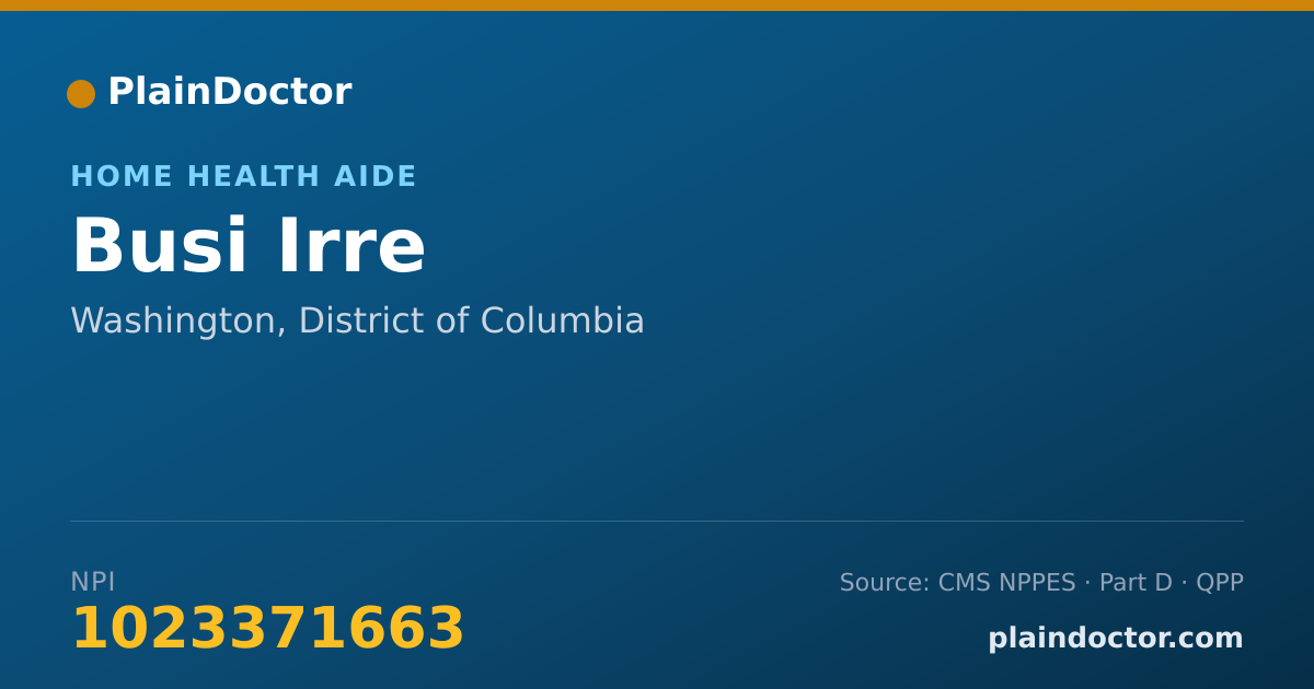 Shareable card for Busi Irre - Home Health Aide, Washington, DC