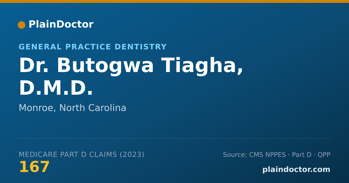 Shareable card for Butogwa Tiagha, D.M.D. - General Practice Dentistry, Monroe, NC