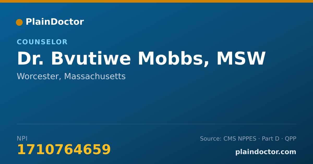 Shareable card for Bvutiwe Mobbs, MSW - Counselor, Worcester, MA