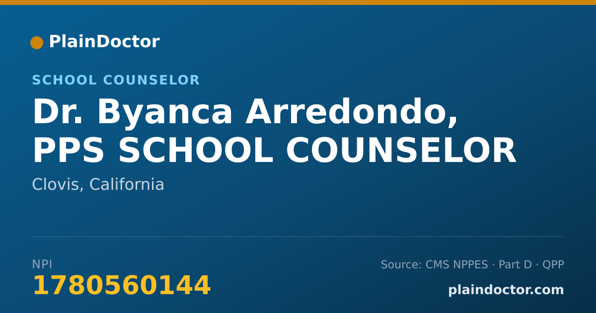 Shareable card for Byanca Arredondo, PPS SCHOOL COUNSELOR - School Counselor, Clovis, CA
