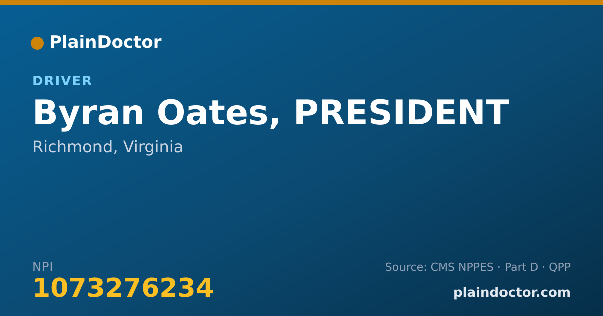 Shareable card for Byran Oates, PRESIDENT - Driver, Richmond, VA