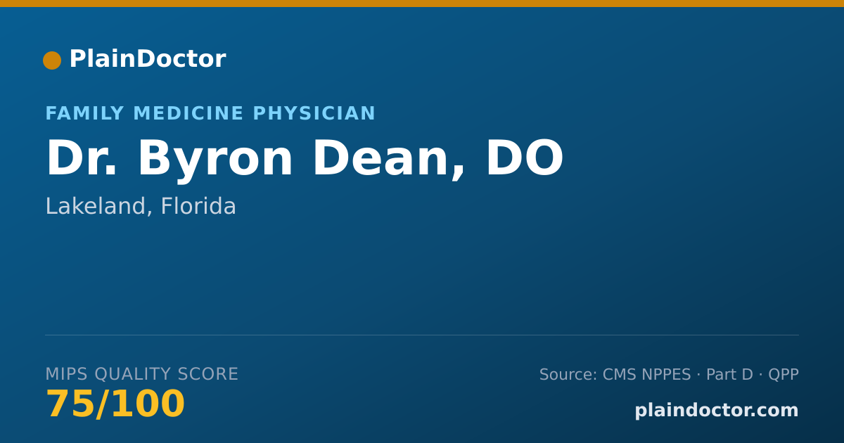Shareable card for Byron Dean, DO - Family Medicine Physician, Lakeland, FL