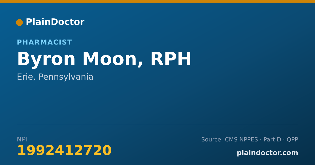 Shareable card for Byron Moon, RPH - Pharmacist, Erie, PA
