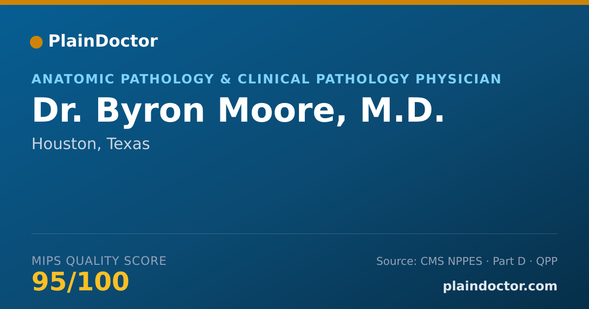 Shareable card for Byron Moore, M.D. - Anatomic Pathology & Clinical Pathology Physician, Houston, TX