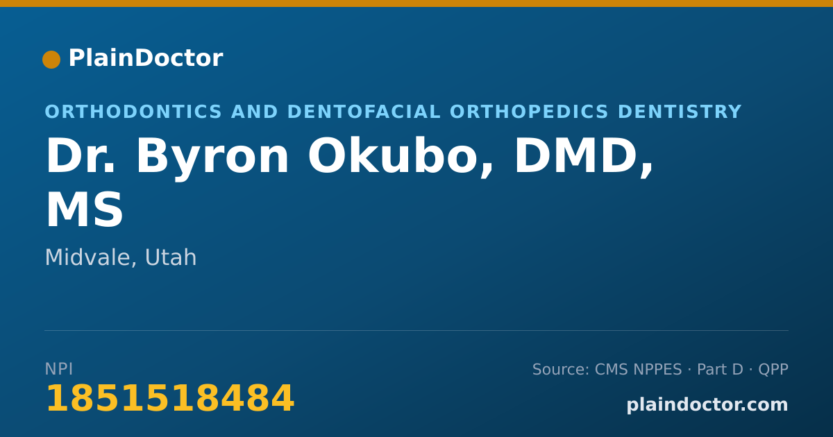 Shareable card for Byron Okubo, DMD, MS - Orthodontics and Dentofacial Orthopedics Dentistry, Midvale, UT