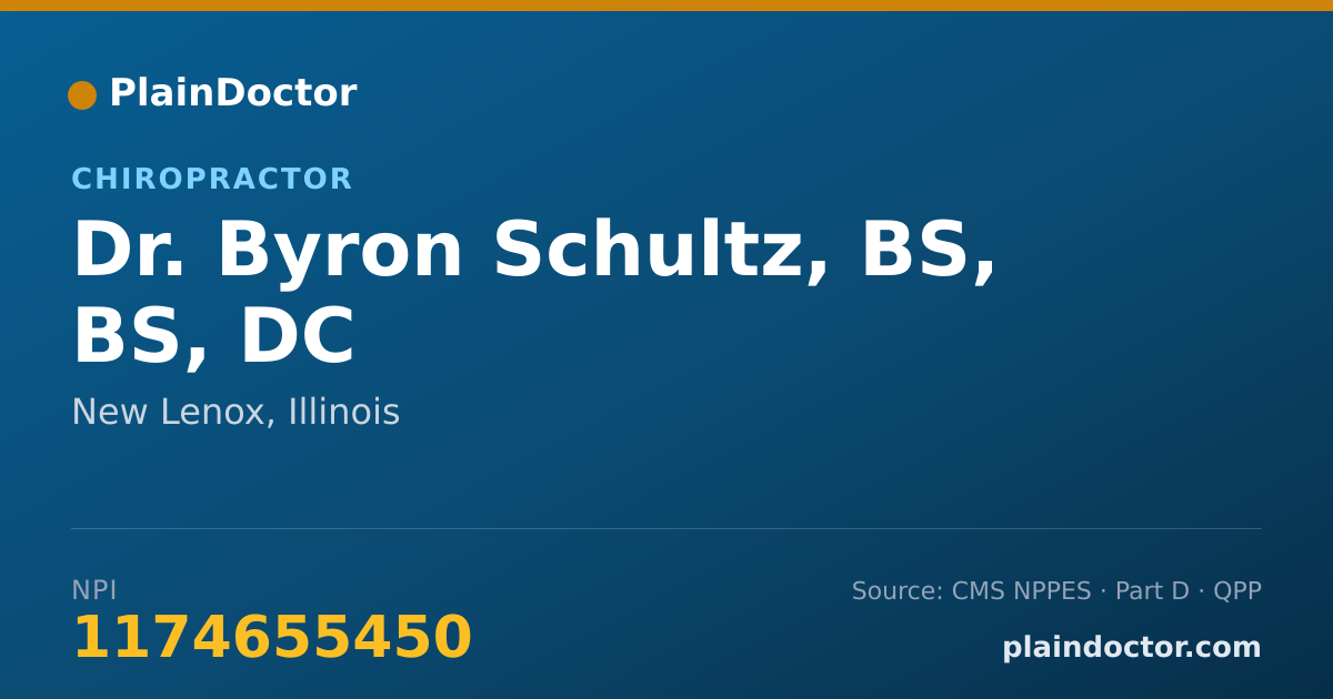 Shareable card for Byron Schultz, BS, BS, DC - Chiropractor, New Lenox, IL