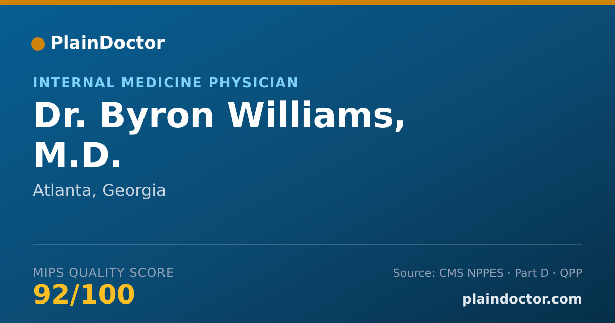 Shareable card for Byron Williams, M.D. - Internal Medicine Physician, Atlanta, GA