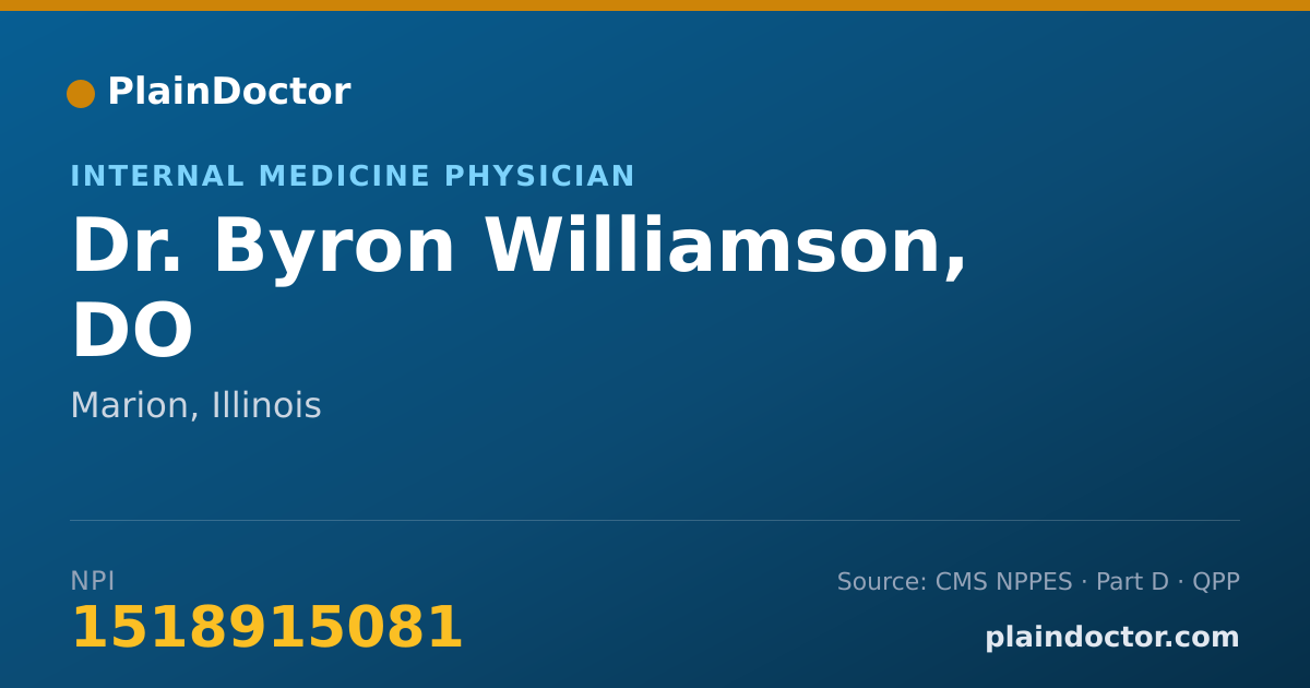 Shareable card for Byron Williamson, DO - Internal Medicine Physician, Marion, IL