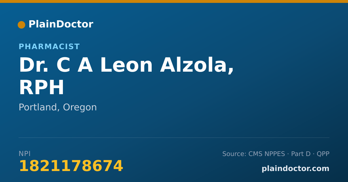 Shareable card for C A Leon Alzola, RPH - Pharmacist, Portland, OR