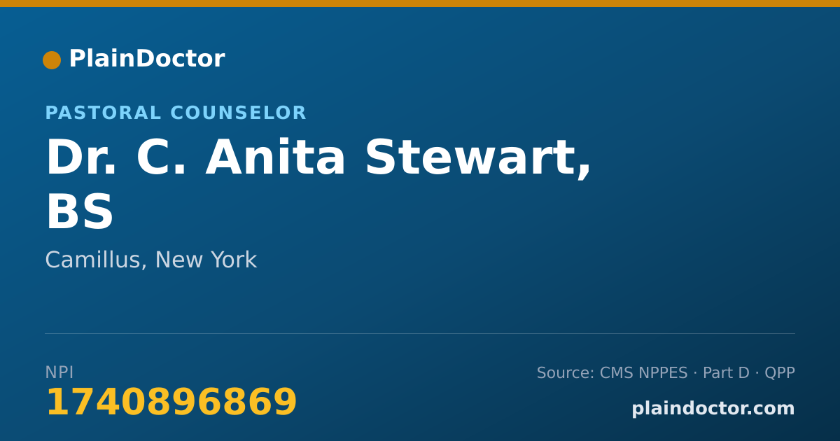 Shareable card for C. Anita Stewart, BS - Pastoral Counselor, Camillus, NY