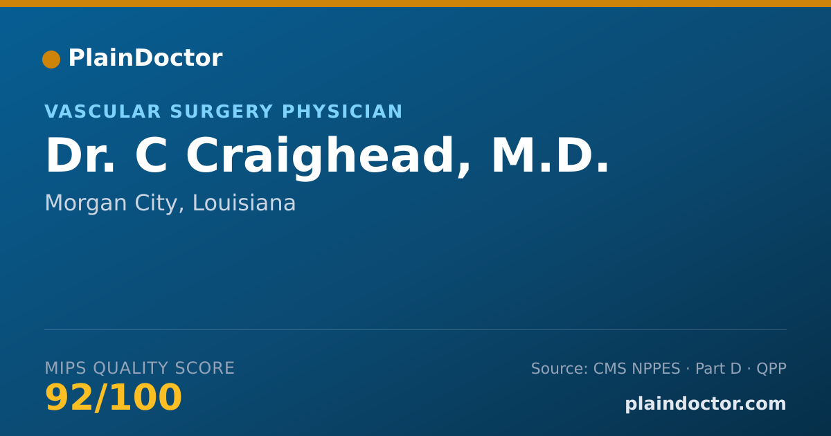 Shareable card for C Craighead, M.D. - Vascular Surgery Physician, Morgan City, LA