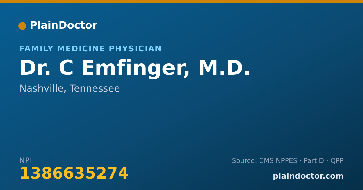 Shareable card for C Emfinger, M.D. - Family Medicine Physician, Nashville, TN