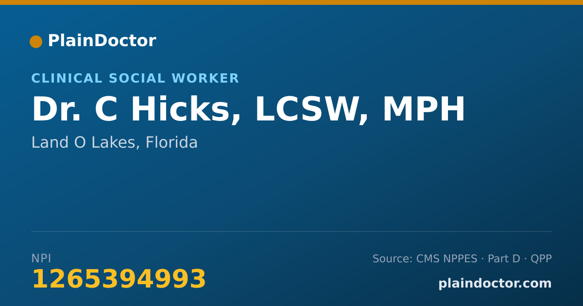 Shareable card for C Hicks, LCSW, MPH - Clinical Social Worker, Land O Lakes, FL