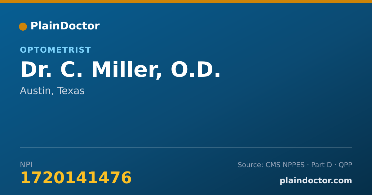 Shareable card for C. Miller, O.D. - Optometrist, Austin, TX