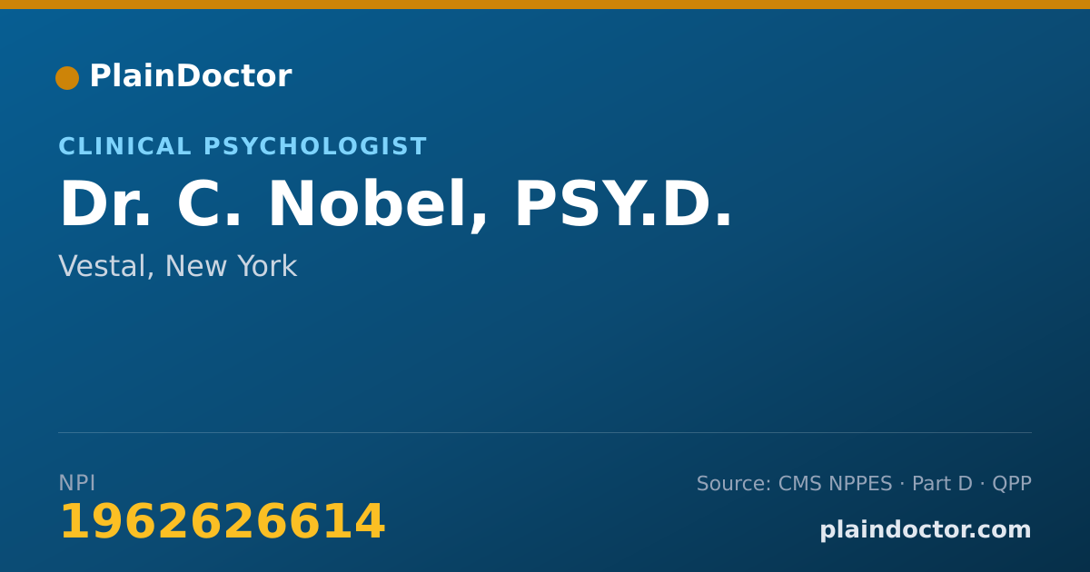 Shareable card for C. Nobel, PSY.D. - Clinical Psychologist, Vestal, NY