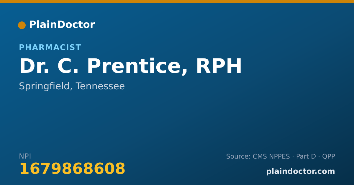 Shareable card for C. Prentice, RPH - Pharmacist, Springfield, TN