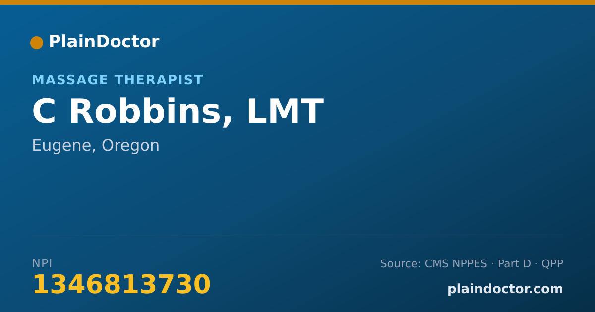 Shareable card for C Robbins, LMT - Massage Therapist, Eugene, OR