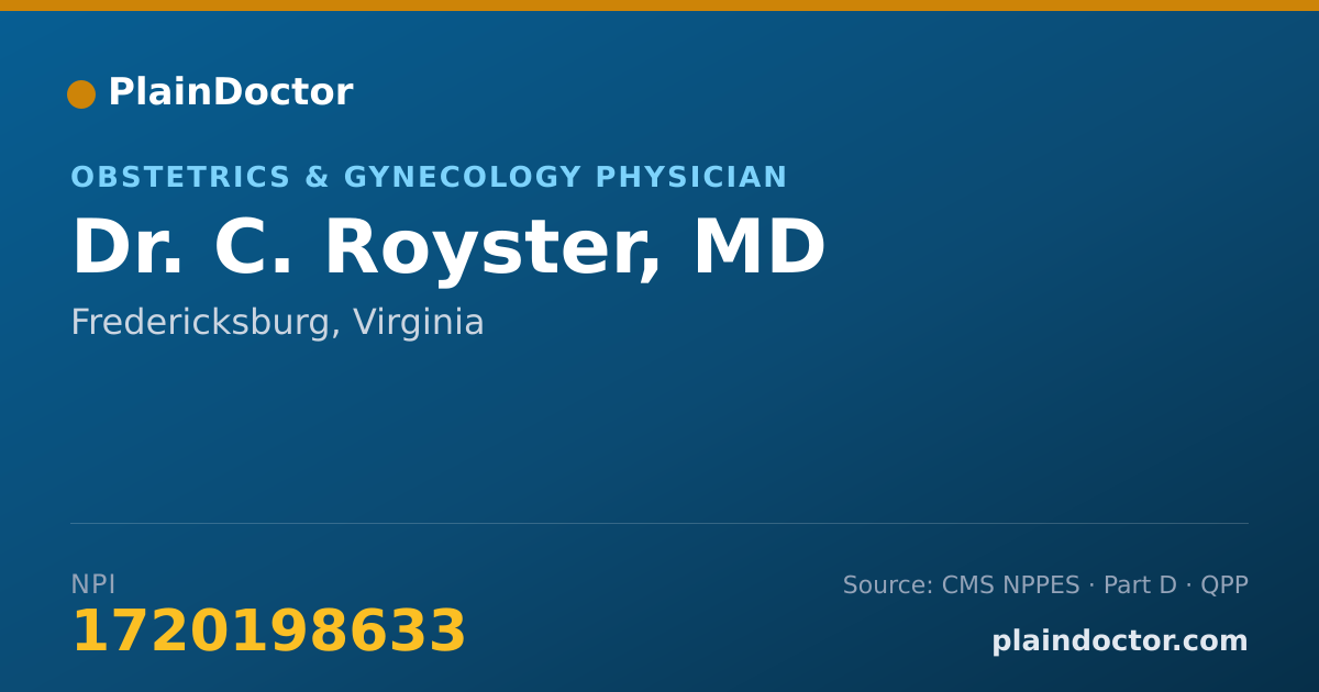 Shareable card for C. Royster, MD - Obstetrics & Gynecology Physician, Fredericksburg, VA