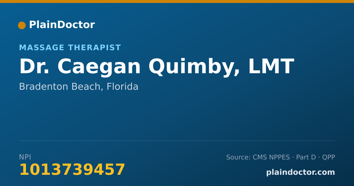 Shareable card for Caegan Quimby, LMT - Massage Therapist, Bradenton Beach, FL