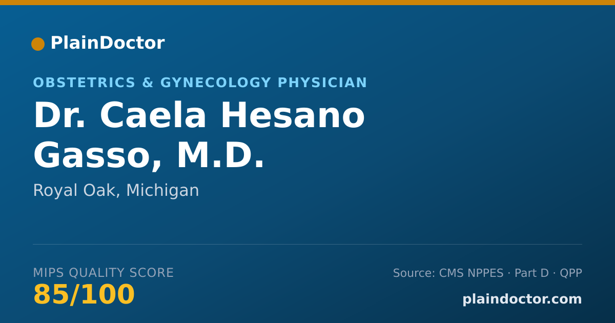 Shareable card for Caela Hesano Gasso, M.D. - Obstetrics & Gynecology Physician, Royal Oak, MI