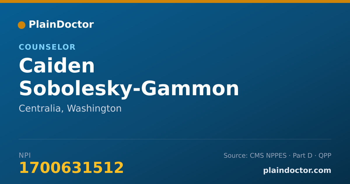 Shareable card for Caiden Sobolesky-Gammon - Counselor, Centralia, WA