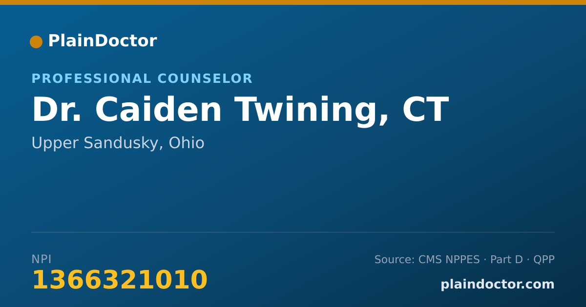 Shareable card for Caiden Twining, CT - Professional Counselor, Upper Sandusky, OH