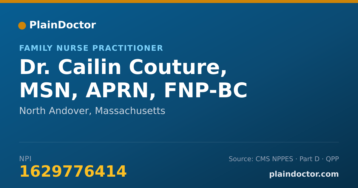 Shareable card for Cailin Couture, MSN, APRN, FNP-BC - Family Nurse Practitioner, North Andover, MA