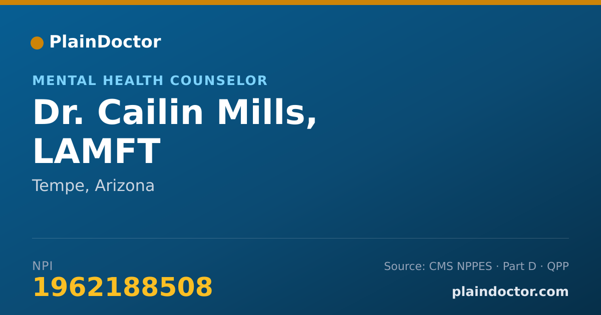 Shareable card for Cailin Mills, LAMFT - Mental Health Counselor, Tempe, AZ