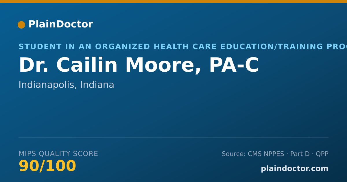 Shareable card for Cailin Moore, PA-C - Student in an Organized Health Care Education/Training Program, Indianapolis, IN