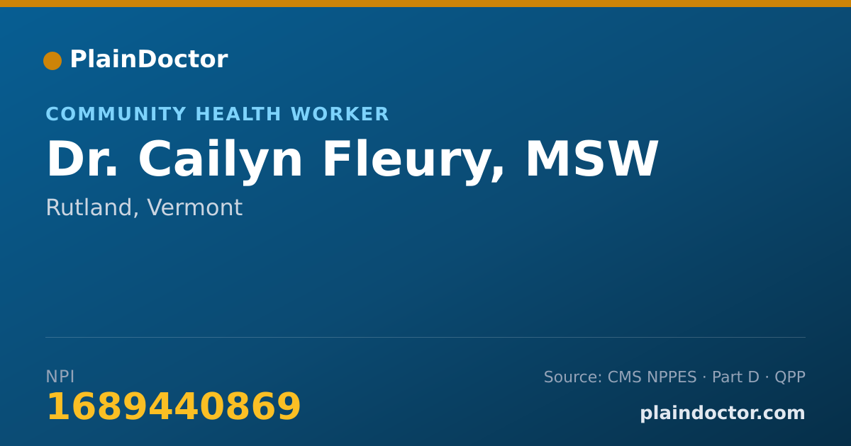 Shareable card for Cailyn Fleury, MSW - Community Health Worker, Rutland, VT