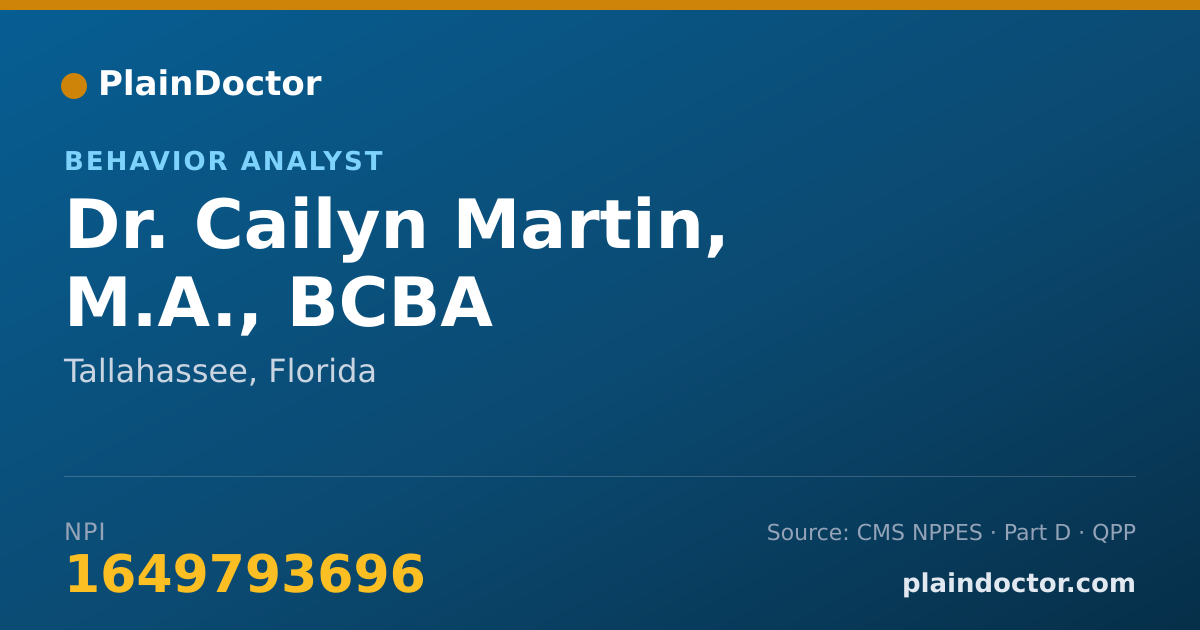 Shareable card for Cailyn Martin, M.A., BCBA - Behavior Analyst, Tallahassee, FL