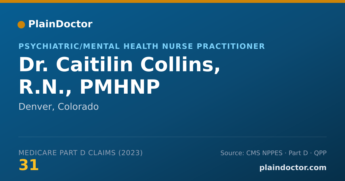 Shareable card for Caitilin Collins, R.N., PMHNP - Psychiatric/Mental Health Nurse Practitioner, Denver, CO