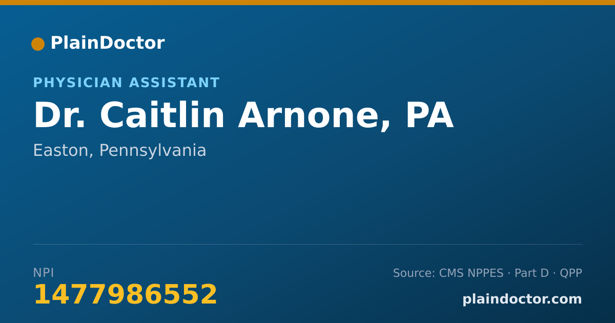 Shareable card for Caitlin Arnone, PA - Physician Assistant, Easton, PA