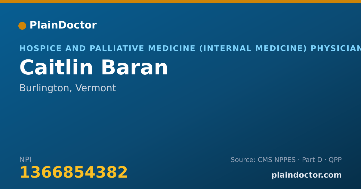 Shareable card for Caitlin Baran - Hospice and Palliative Medicine (Internal Medicine) Physician, Burlington, VT