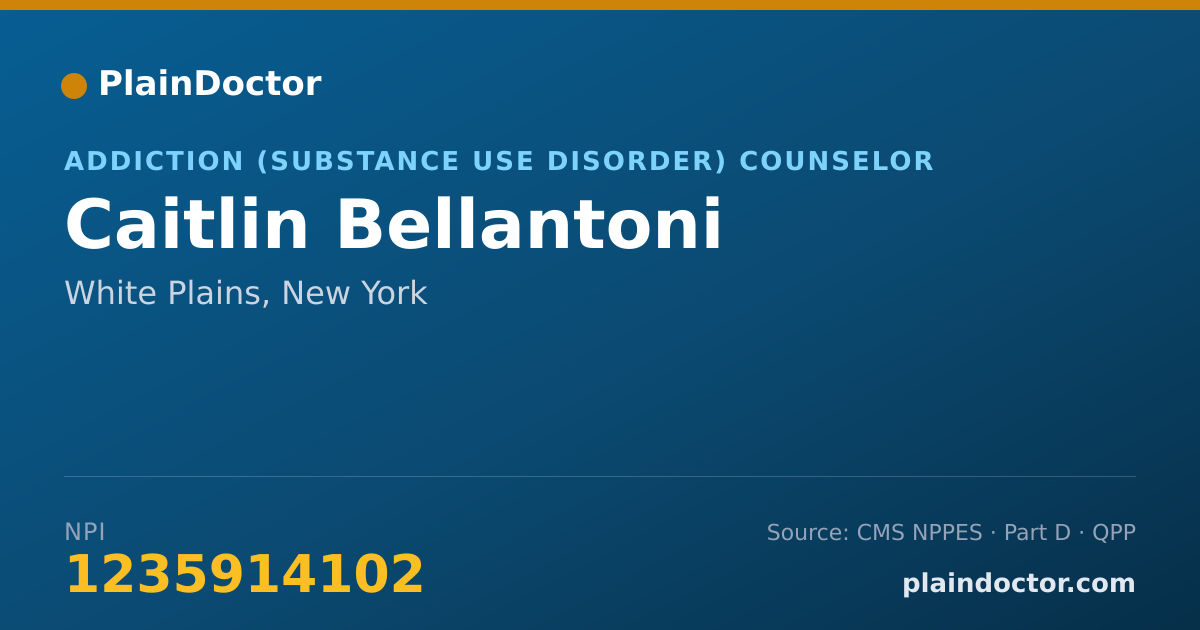 Shareable card for Caitlin Bellantoni - Addiction (Substance Use Disorder) Counselor, White Plains, NY