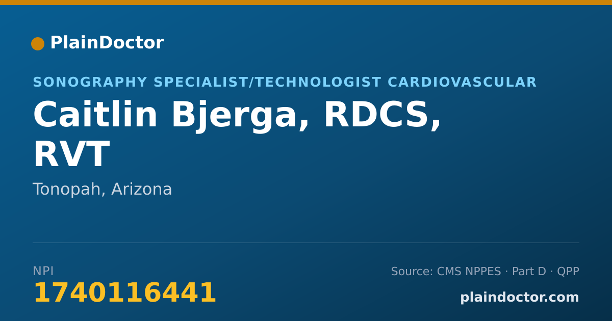 Shareable card for Caitlin Bjerga, RDCS, RVT - Sonography Specialist/Technologist Cardiovascular, Tonopah, AZ