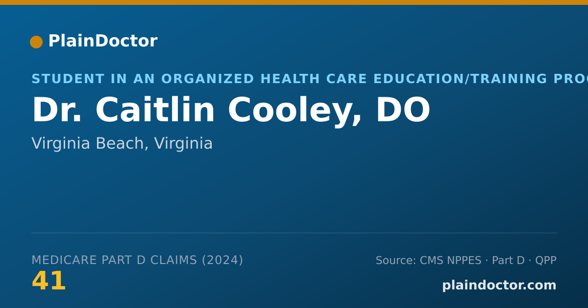 Shareable card for Caitlin Cooley, DO - Student in an Organized Health Care Education/Training Program, Virginia Beach, VA
