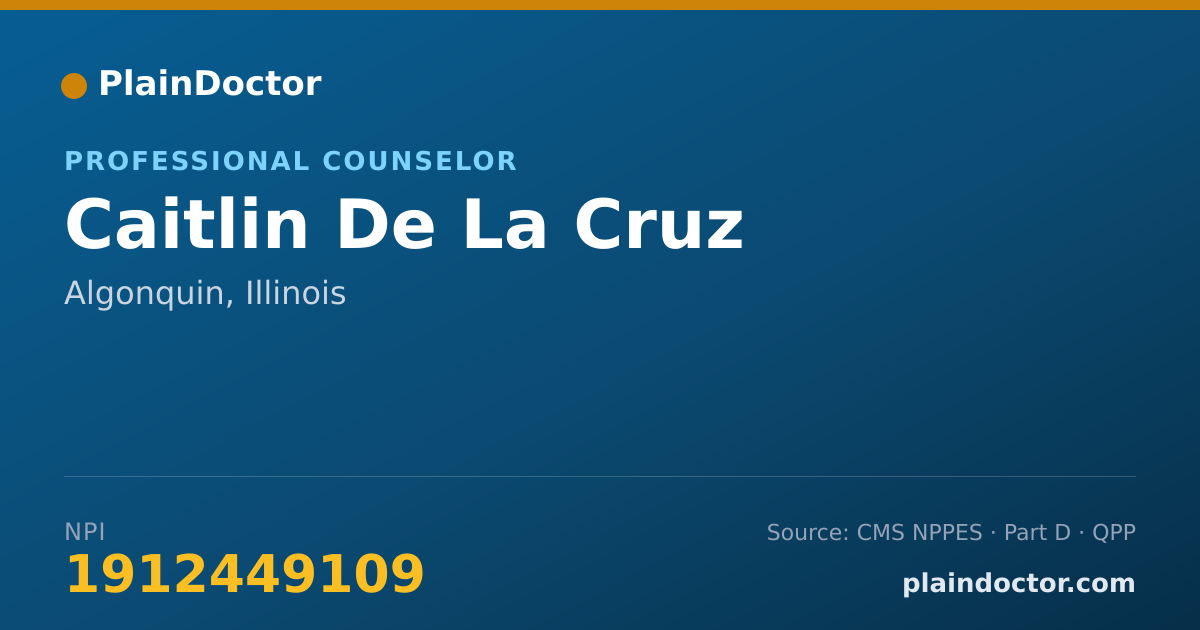 Shareable card for Caitlin De La Cruz - Professional Counselor, Algonquin, IL