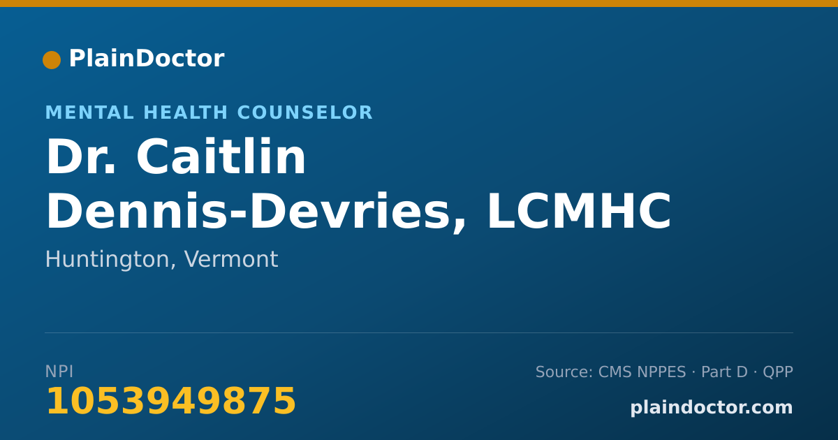 Shareable card for Caitlin Dennis-Devries, LCMHC - Mental Health Counselor, Huntington, VT