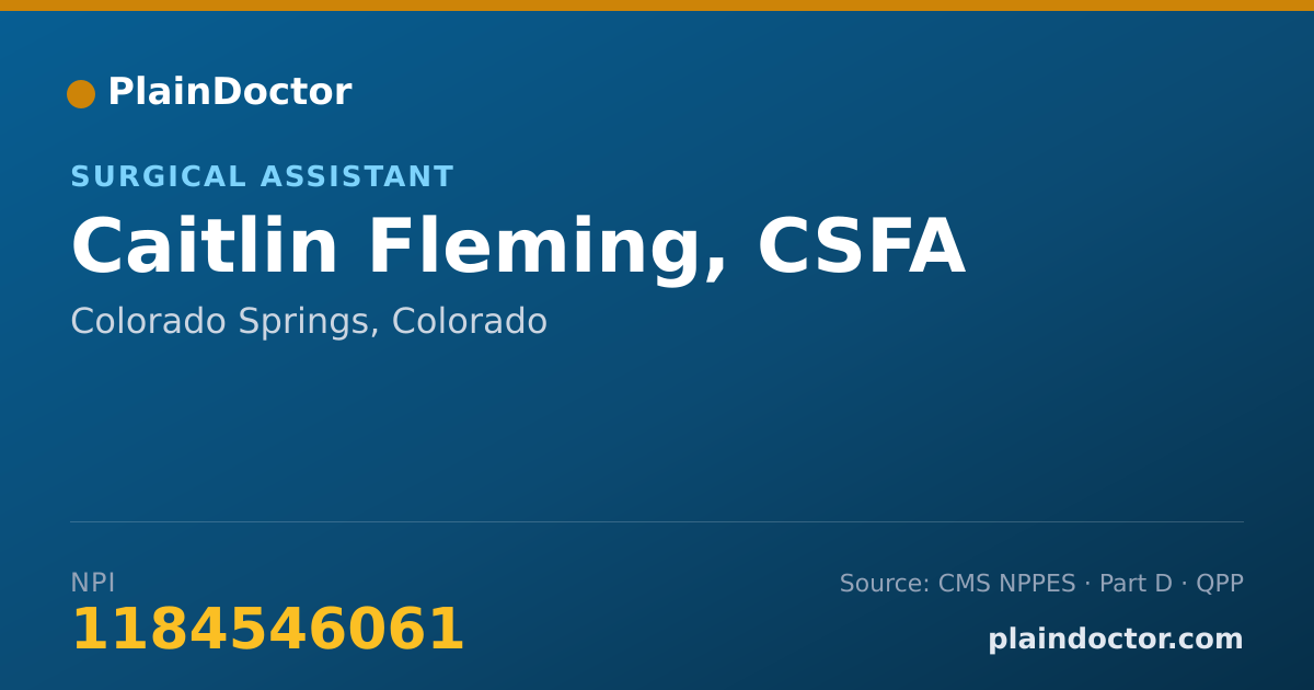 Shareable card for Caitlin Fleming, CSFA - Surgical Assistant, Colorado Springs, CO