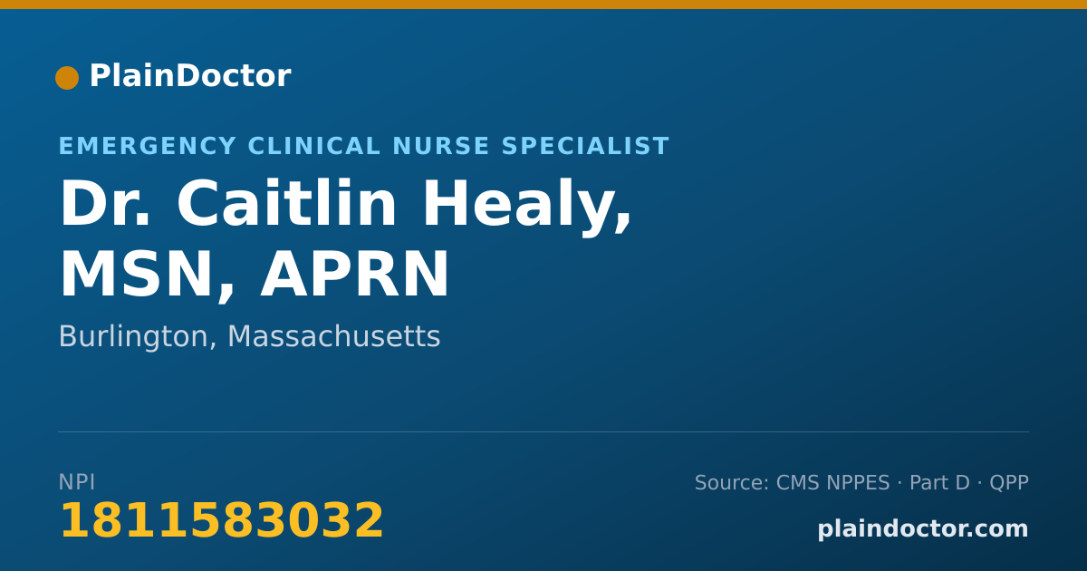 Shareable card for Caitlin Healy, MSN, APRN - Emergency Clinical Nurse Specialist, Burlington, MA