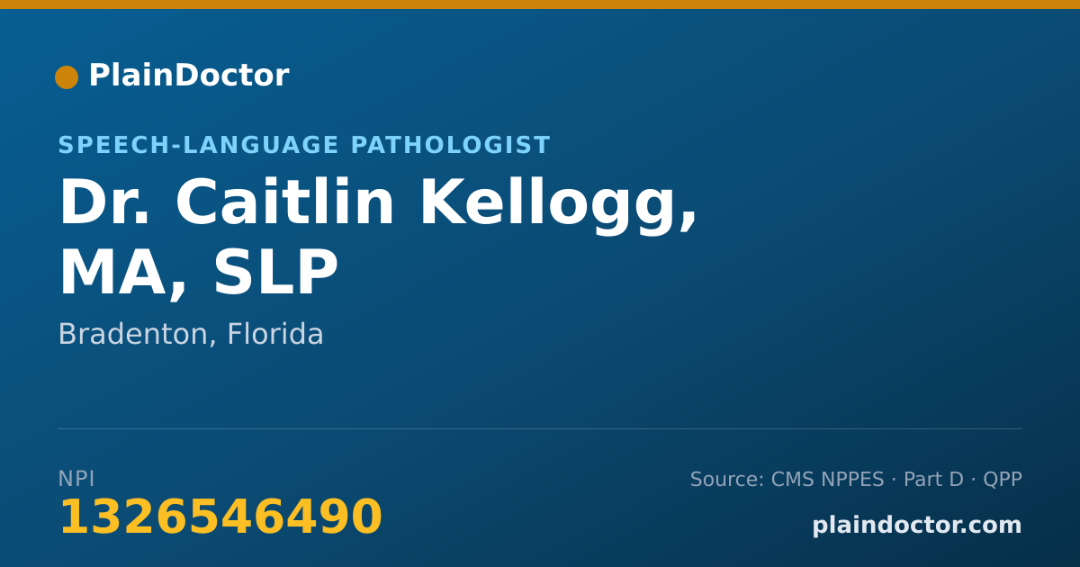 Shareable card for Caitlin Kellogg, MA, SLP - Speech-Language Pathologist, Bradenton, FL