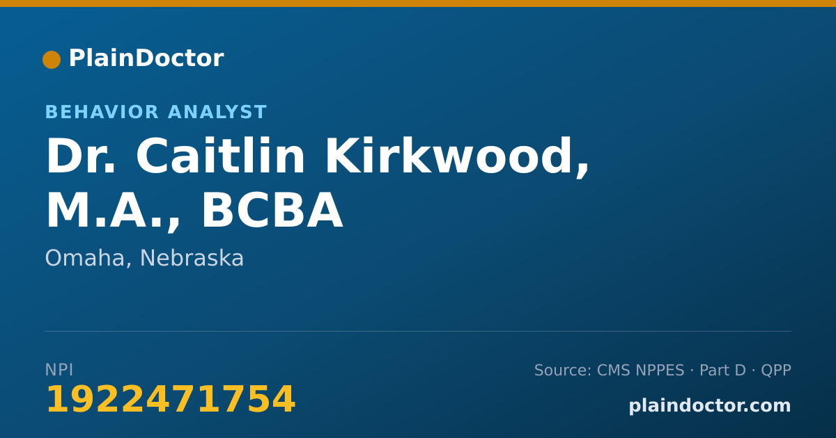 Shareable card for Caitlin Kirkwood, M.A., BCBA - Behavior Analyst, Omaha, NE