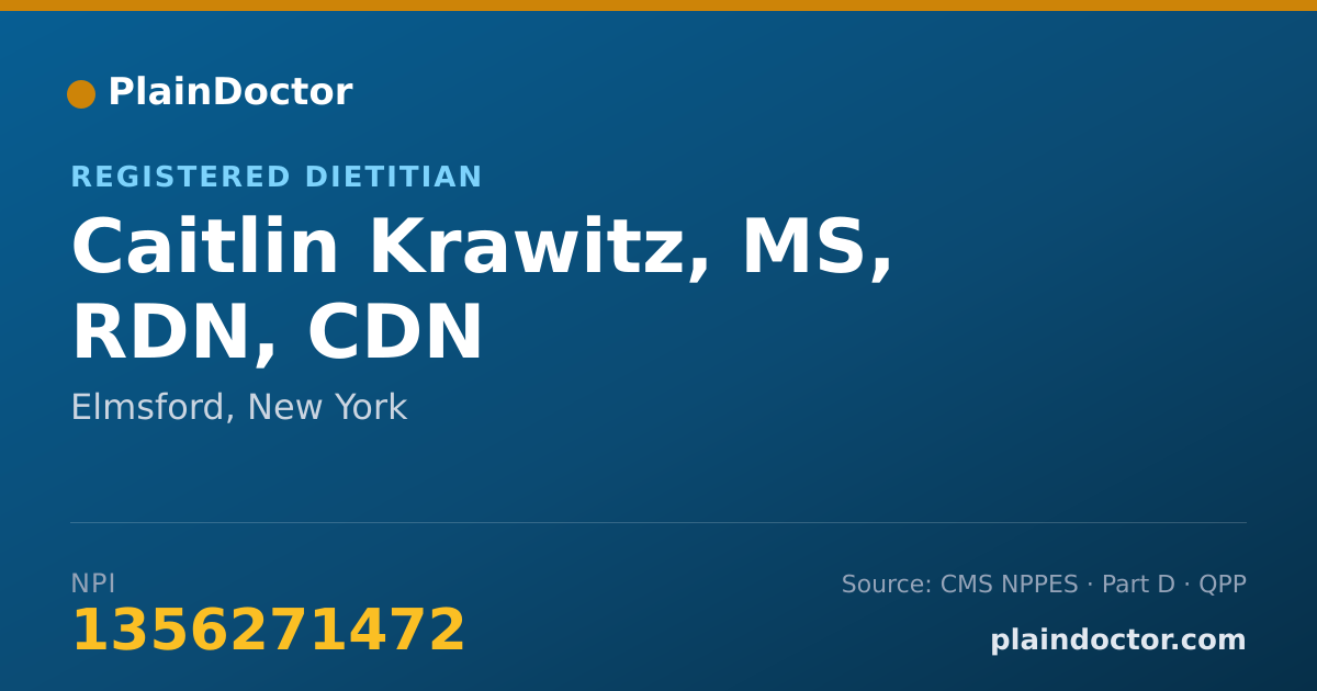 Shareable card for Caitlin Krawitz, MS, RDN, CDN - Registered Dietitian, Elmsford, NY